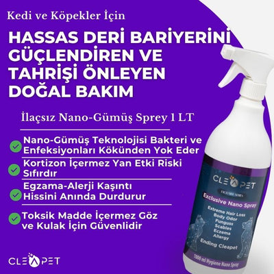 Yara Mantar Egzama Karşıtı-Nano Deri Bakım Spreyi 1 LT-Kedi Köpek