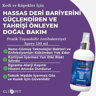 Mantar-Yara-Egzama Karşıtı-Nano Gümüş Bakım Spreyi 150 ml-Kedi Köpek