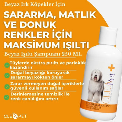 Beyaz İrk Köpek Şampuanı 250 ml | Malta, Bichon, Westie İçin | Sararma Önleyici