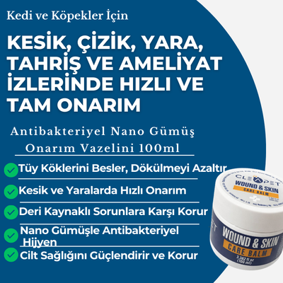 Antibakteriyel Yoğun Tedavi Edici Nano Gümüş Onarım Vazelini - Kedi ve Köpek