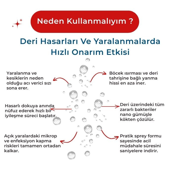 Acil Durum Yara, Kesik ve Tahriş Onarıcı Nano Gümüş Sprey 250ml - Kedi Köpek