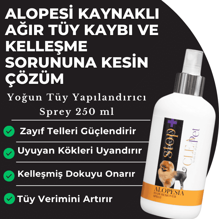 Alopesi ve Bölgesel Kelleşme Sorununa Kesin Çözüm Spreyi 250 ml - Köpek