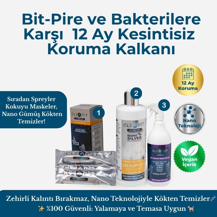 Köpek Bit Pire Bakteri Çözüm Paketi 3’lü Set - Parazit Kovucu ve Onarıcı