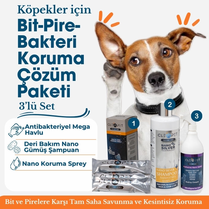Köpek Bit Pire Bakteri Çözüm Paketi 3’lü Set - Parazit Kovucu ve Onarıcı