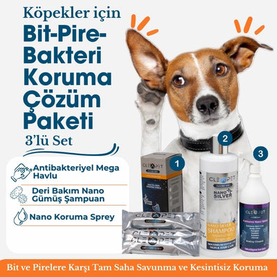 Köpek Bit Pire Bakteri Çözüm Paketi 3'lü Set - Parazit Kovucu ve Onarıcı