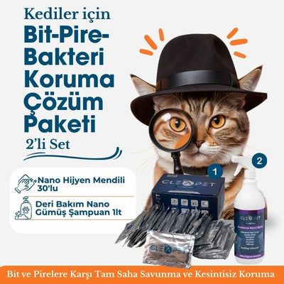 Kedi Bit Pire Bakteri Çözüm Paketi 2'li -Bakteri Karşıtı Deri Bakım Seti