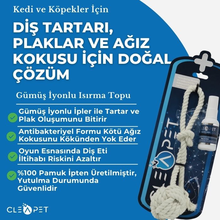 Kedi ve Köpek İçin Nano Gümüşlü Diş Tartar ve Ağız Kokusu Giderici Isırma Topu