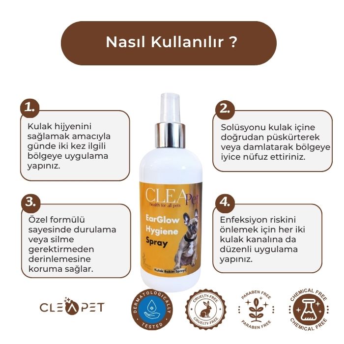 Kulak Bakım Sprey- Bakteri ve Kötü Koku Giderici 250ml - Uyuz Karşıtı - Kedi Köpek