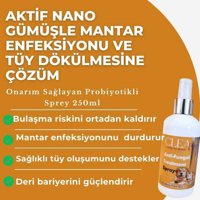 Mantar &amp; Deri Onarım Spreyi 250ml - Probiyotik ve Nano Gümüş - Kedi Köpek