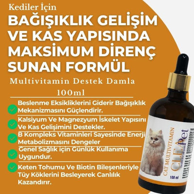 Kedi Multivitamin Destek Damla - Bağışıklık Güçlendirici - 100ml