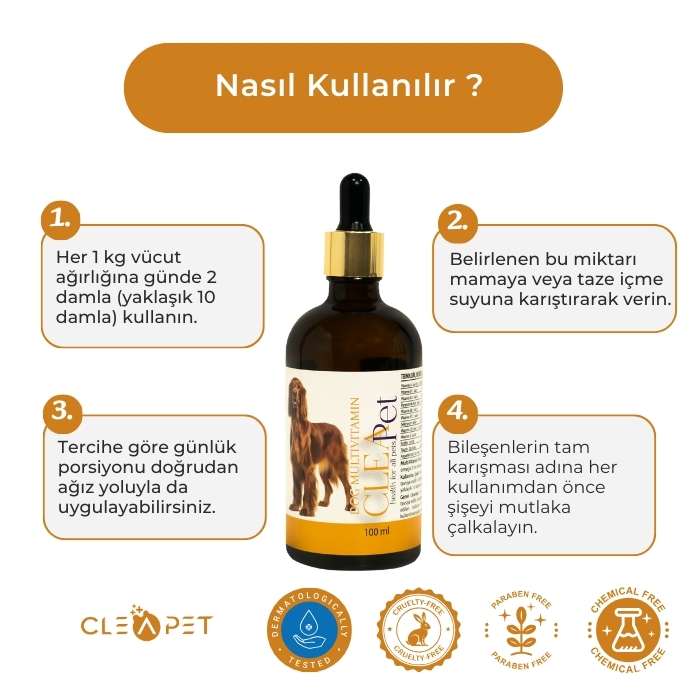 Köpek Multivitamin Destek Damla - Canlandırıcı - Tüy ve Deri Bakım 100ml