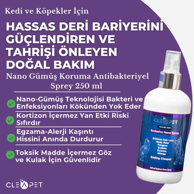 Mantar Yara Egzama Karşıtı-Nano Gümüş Bakım Spreyi 250 ml-Kedi Köpek