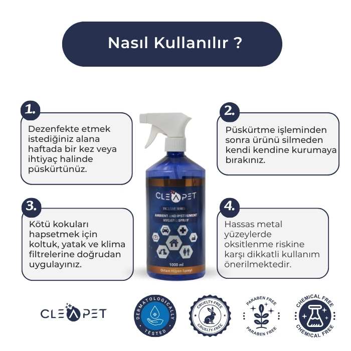 Ev ve Klinik -Ortam Dezenfektanı ve Koku Giderici 1L  - Hijyenik Koruma Sprey