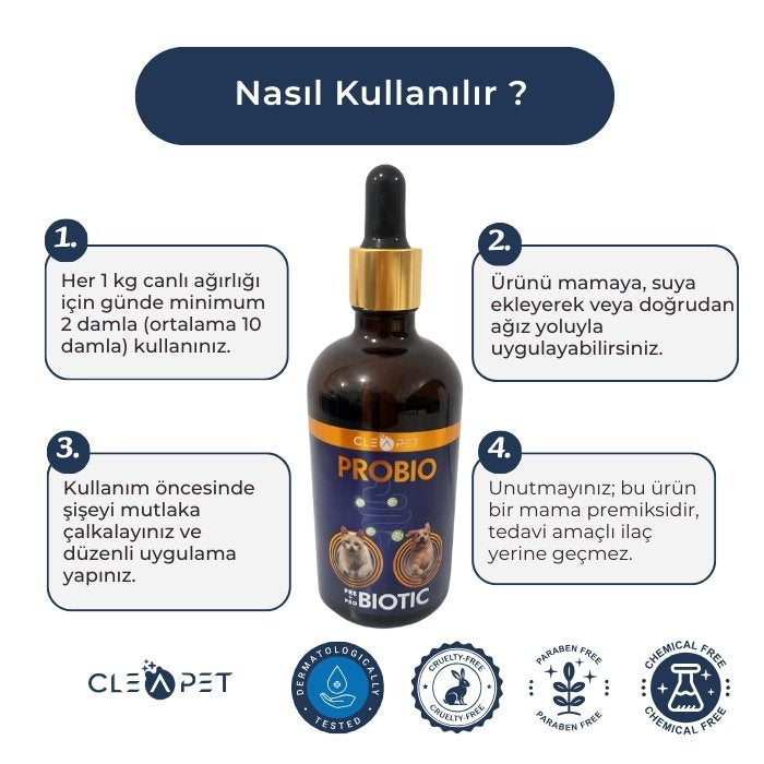 İştah Artırıcı-Sindirim Düzenleyici Probiyotik Damla 100ml - Kedi Köpek