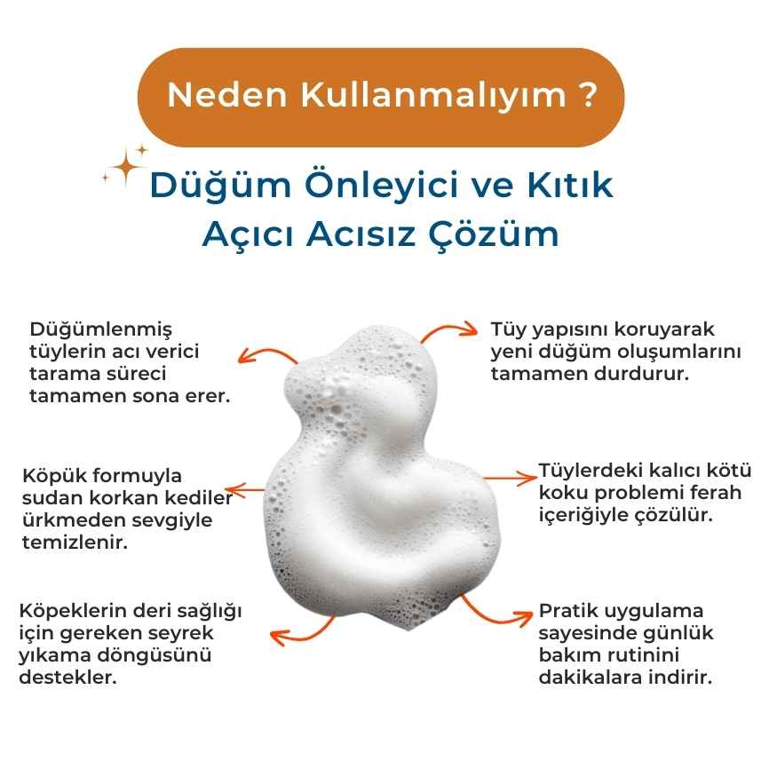 Kıtık ve Düğüm Önleyici, Kolay Tarama Etkili Onarıcı Kuru Köpük Şampuan – 200 ml