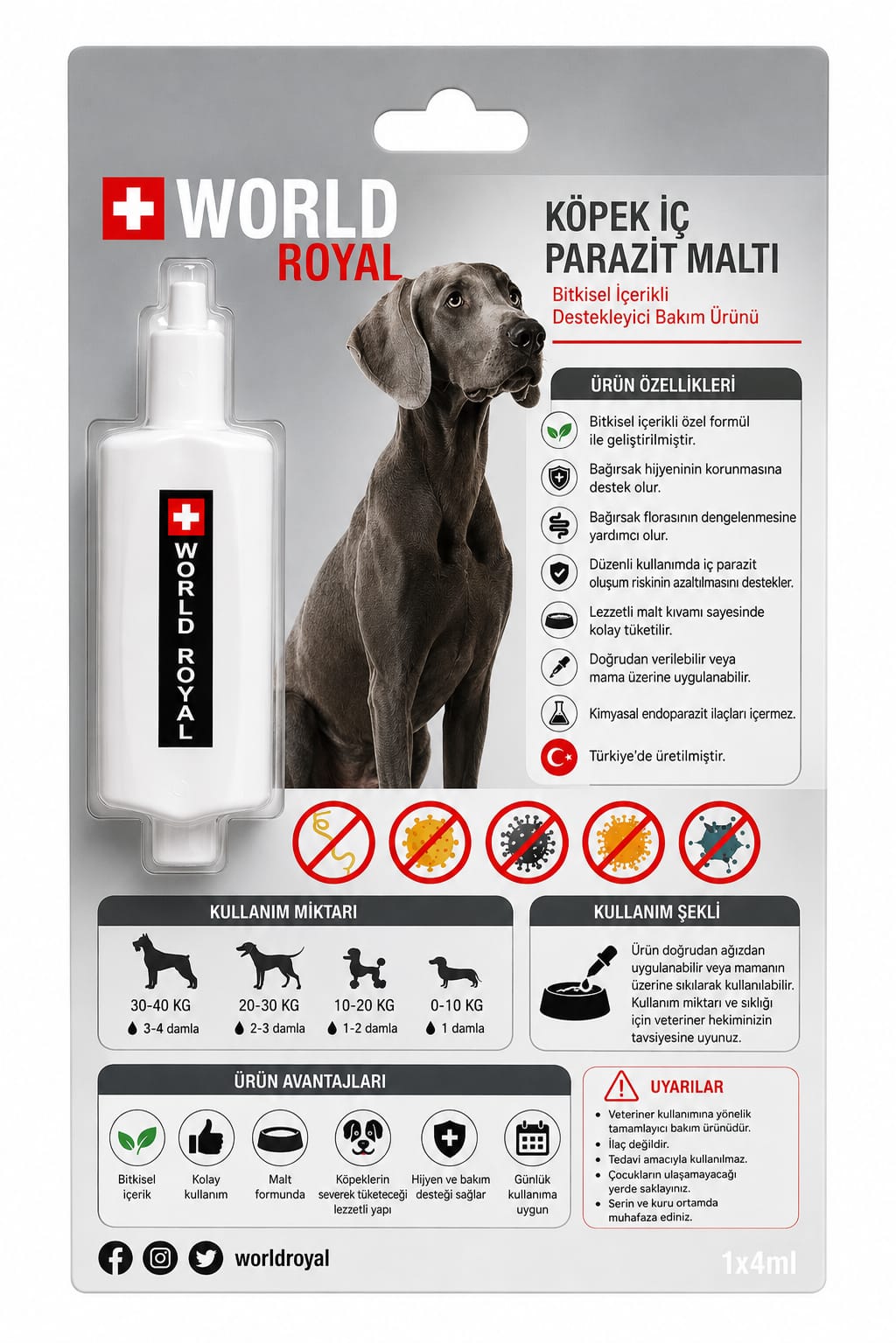 World Royal Köpek İç Parazit JELİ 4 ml