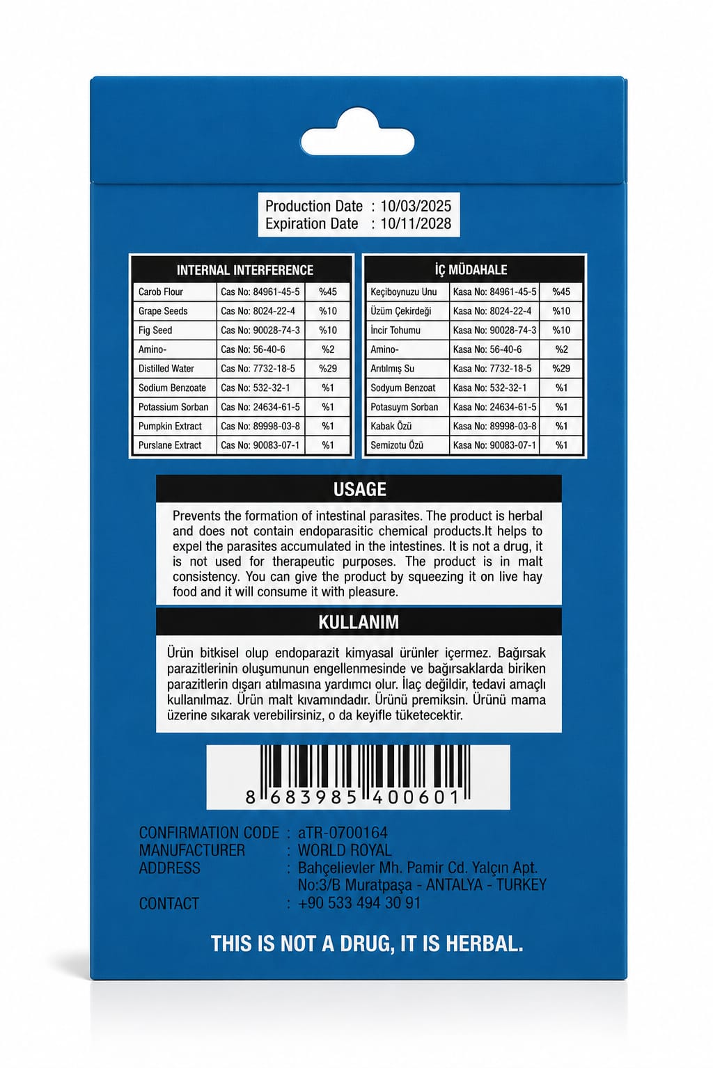 World Royal Kedi İç Parazit Jeli 5 ml