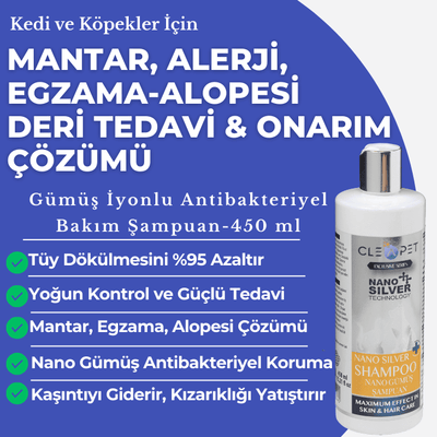 Deri Onarıcı Tedavisi Edici Nano Gümüş Kedi &amp; Köpek Şampuanı – 450 ml