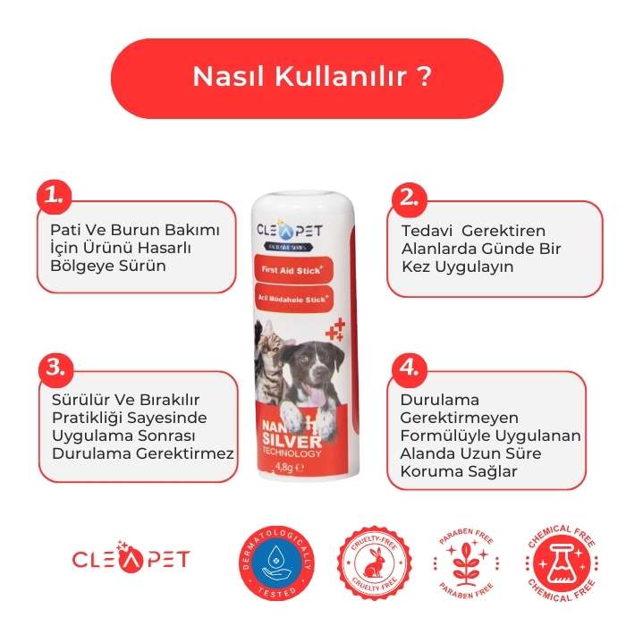 Antibakteriyel Pati Burun Bakım Stick Acil Onarım - Kedi ve Köpek-10ml